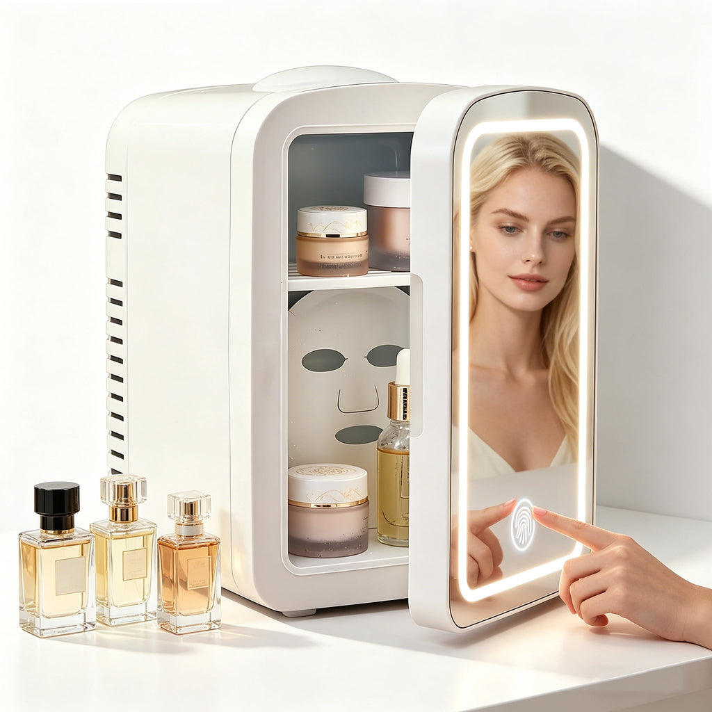 4L Mini Skincare Refrigerator with Dimmable LED Mirror L486