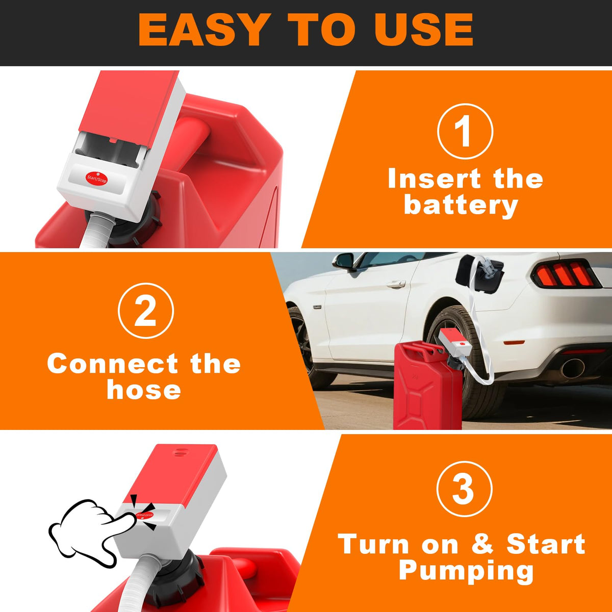 Portable Automatic Fuel Transfer Pump with Auto Stop Sensor and Hose T484771
