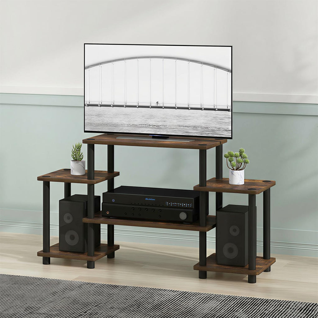 6-Shelf Toolless TV Stand with Raised Top for TV up to 50 Inch D9169