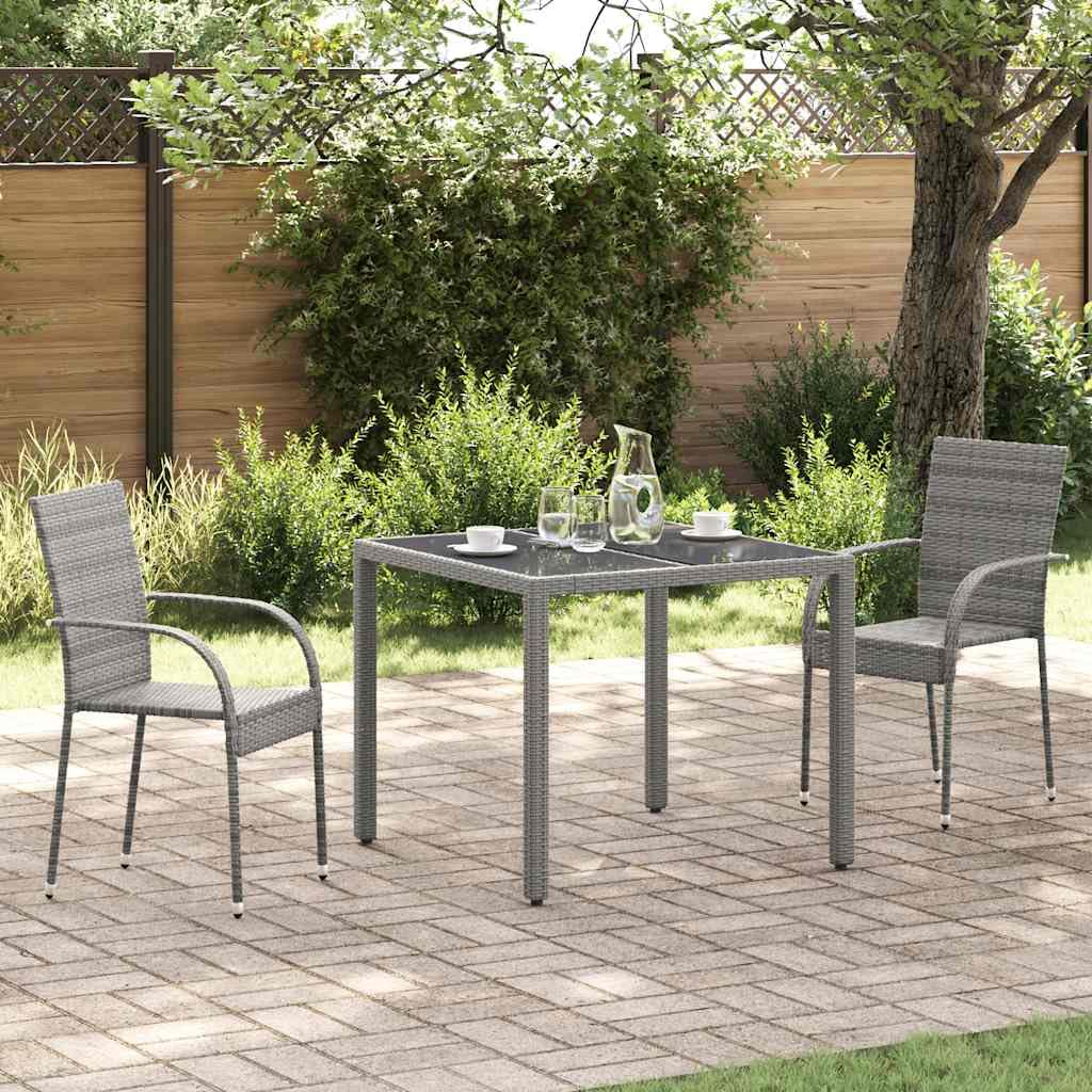 Grey Poly Rattan Stacking Outdoor Dining Chairs Set of 2 A511