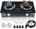 2 Burner Propane Gas Stove Auto Ignition 26000 BTU Tempered Glass I9026