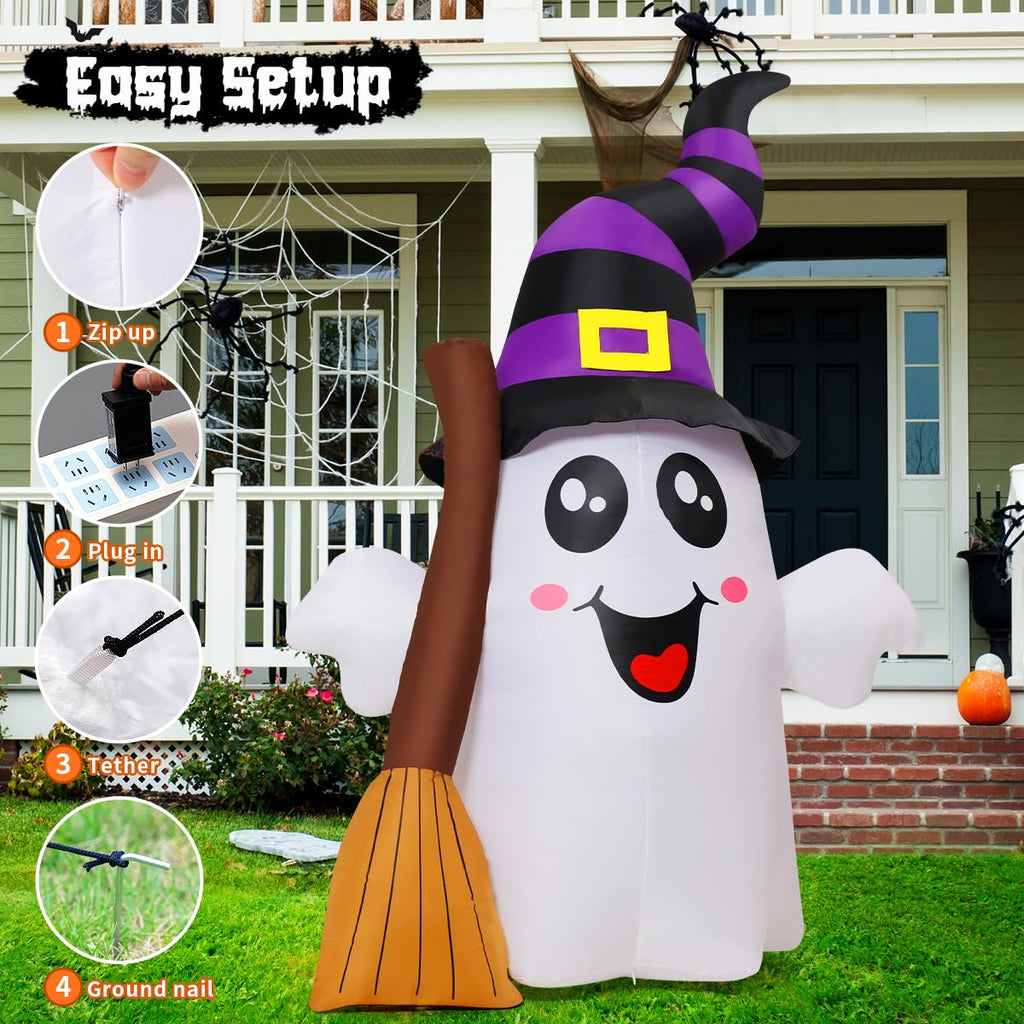 6.2 FT Halloween Inflatables Ghost with Built-in LEDs O9762