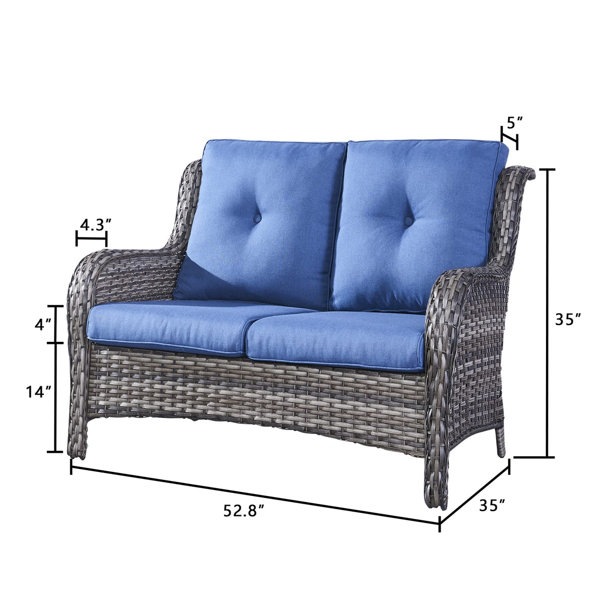 2-Seater Wicker Patio Sofa with Cushions A6826