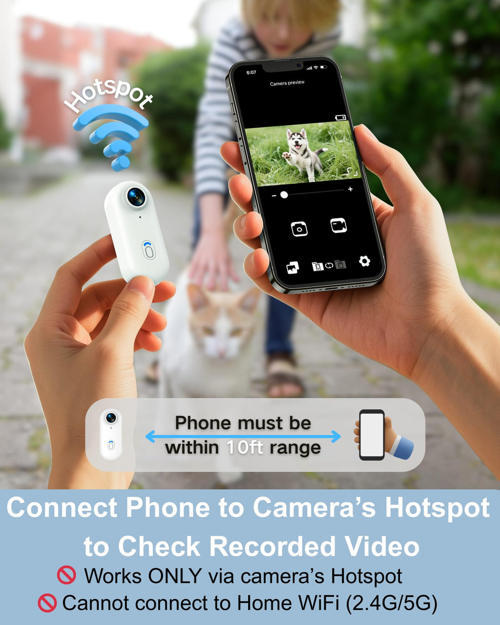 Cat Camera Collar with APP, 1080P HD Pet POV Video Recording V994