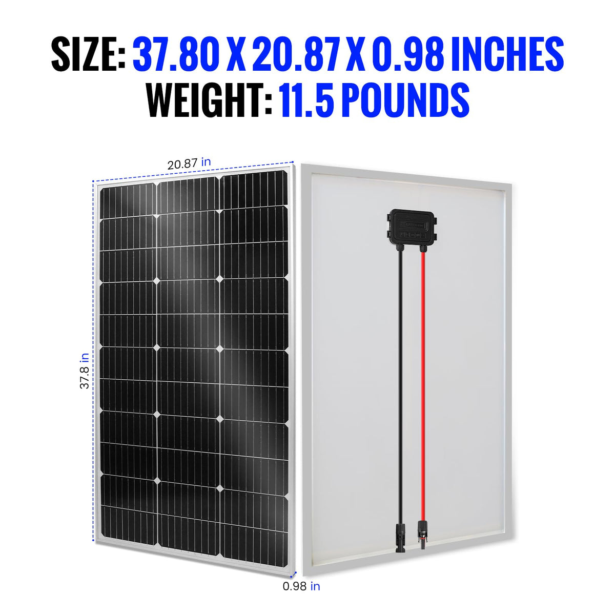 100W Monocrystalline Solar Panel Kit with 20A PWM Controller Q862445