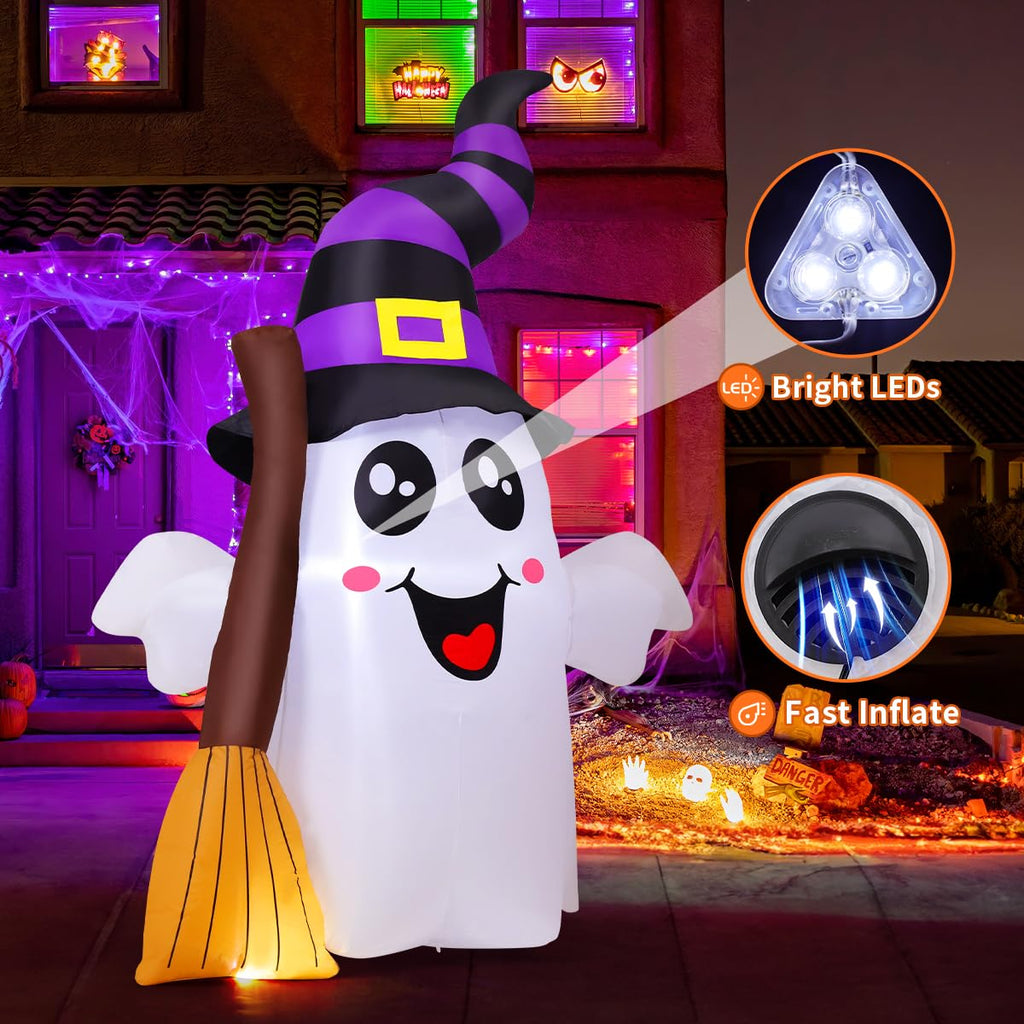 6.2 FT Halloween Inflatables Ghost with Built-in LEDs O9762