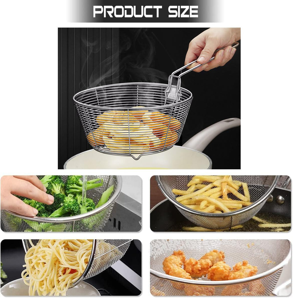 Stainless Steel Deep Fryer Basket with Detachable Handle 9 Inch L437