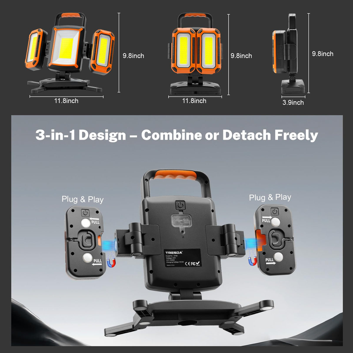 5000LM Rechargeable Magnetic Work Light V58820