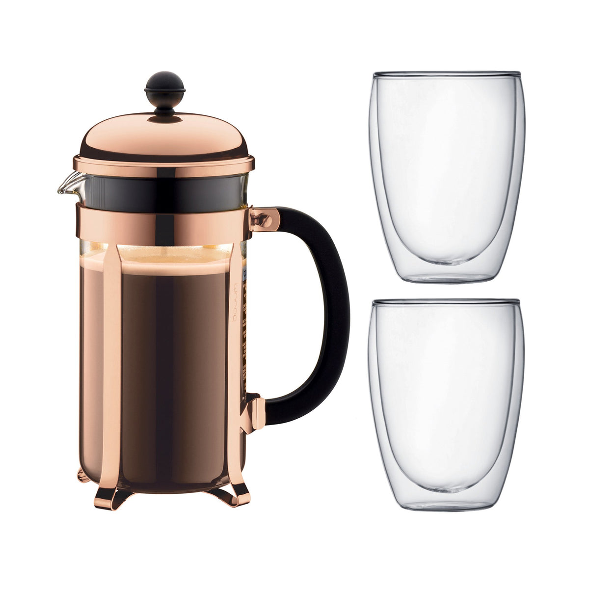 8 Cup French Press Coffee Maker and 2 Piece Glass Set G605901