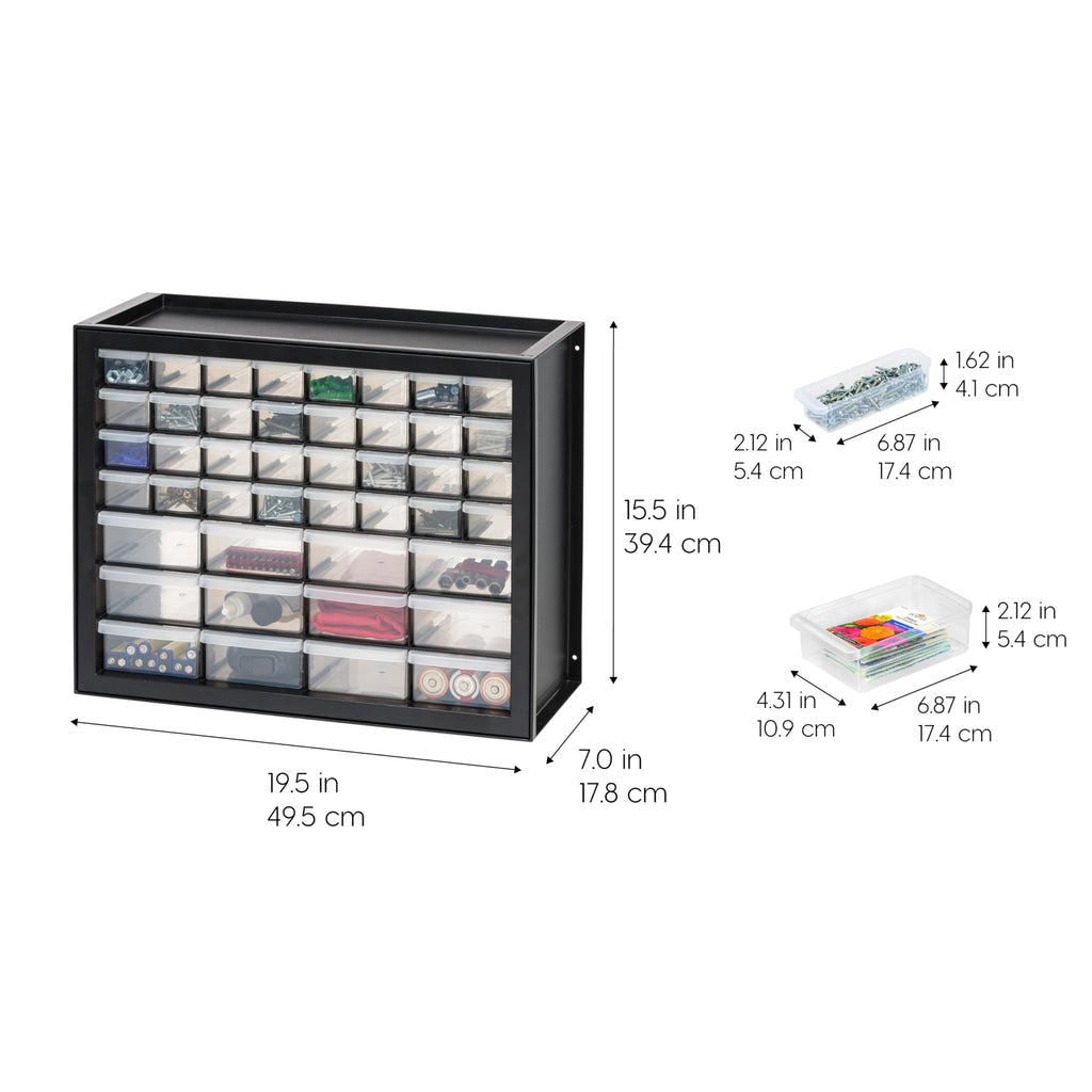 Black 44-Drawer Small Parts Storage Cabinet U380