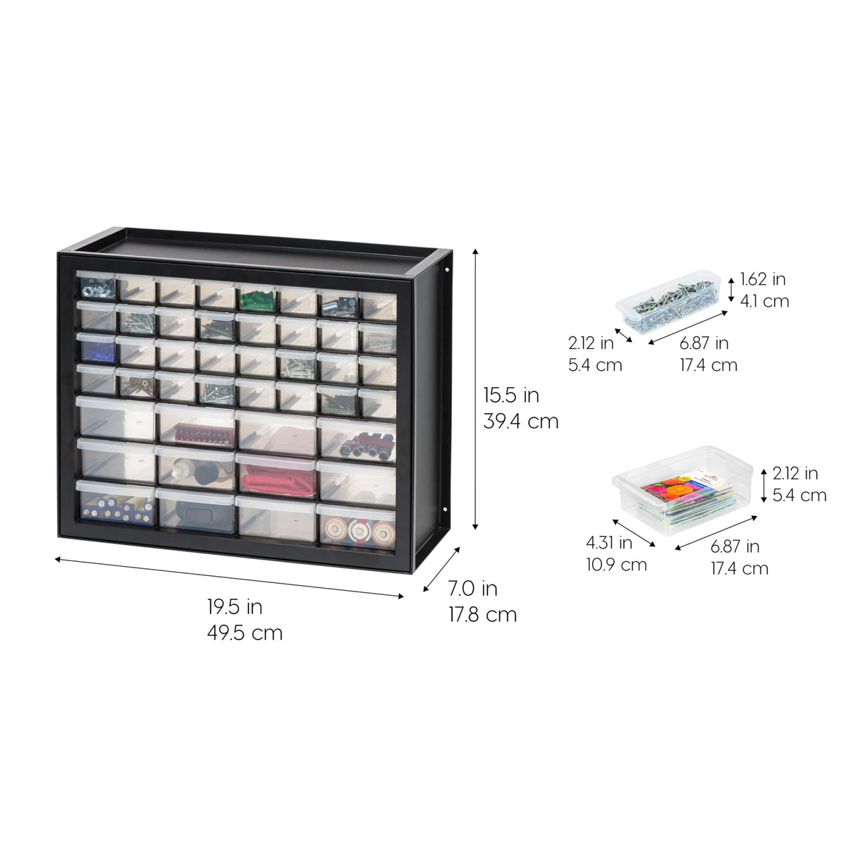 Black 44-Drawer Small Parts Storage Cabinet U380