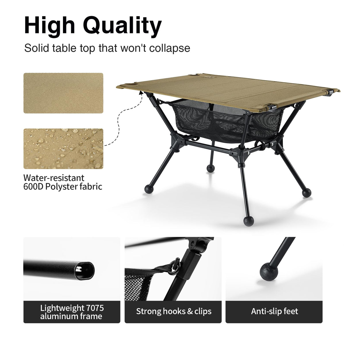 Lightweight Portable Folding Camping Table with Mesh Storage Net R928208