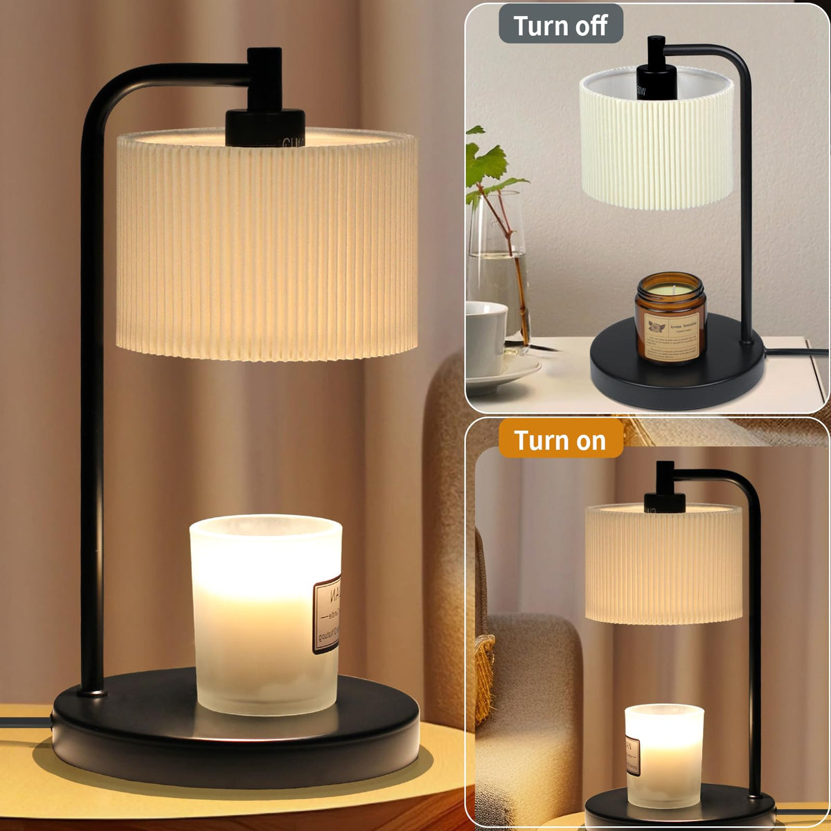 Dimmable Candle Warmer Lamp with Timer and Bulbs Black F395595