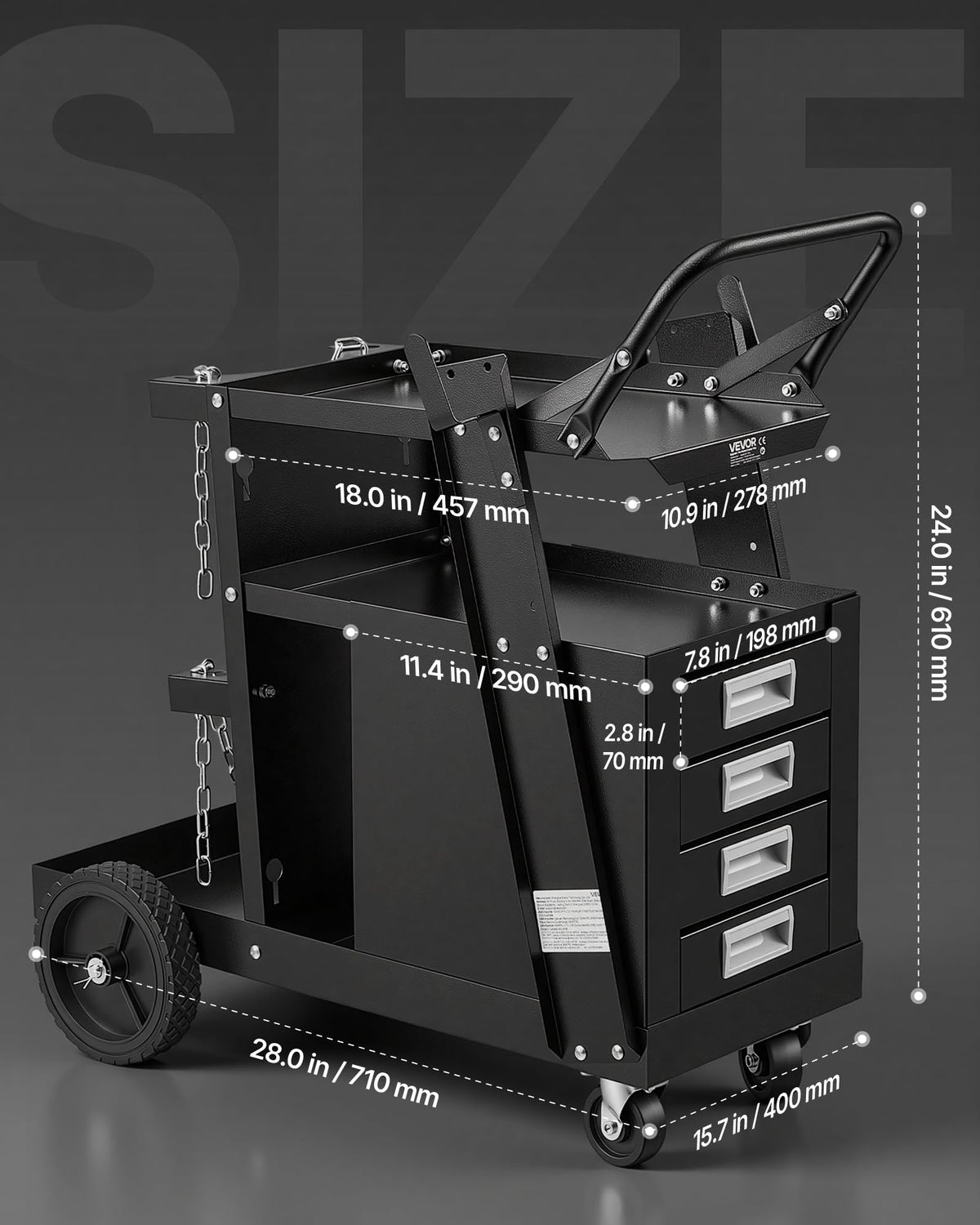 2-Tier 4 Drawers Welding Cart 265 LBS Weight Capacity H899