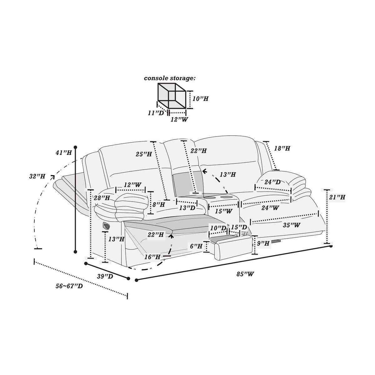 Light Gray Corduroy Manual Motion Loveseat P5617
