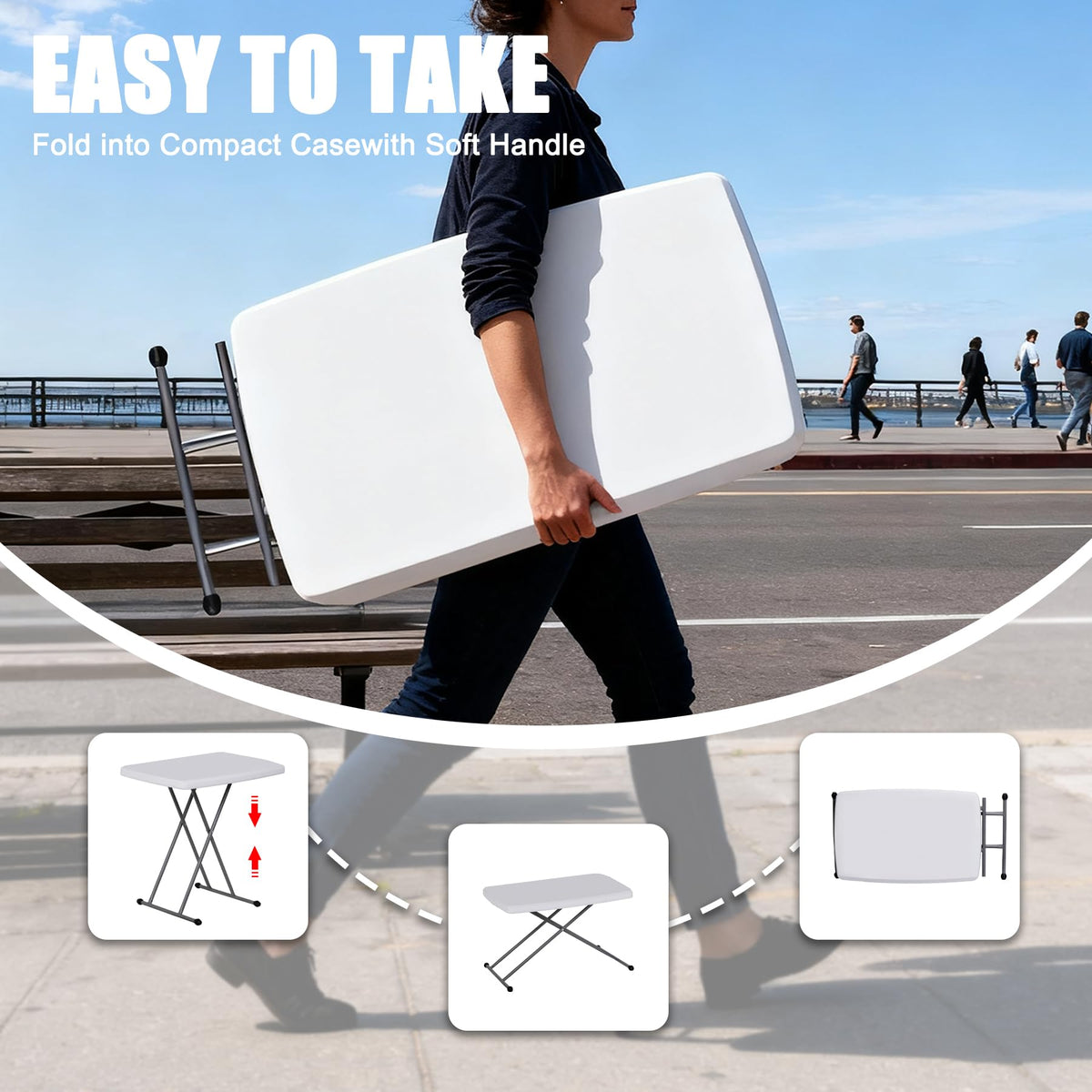 3 ft Adjustable Folding Plastic Table R607