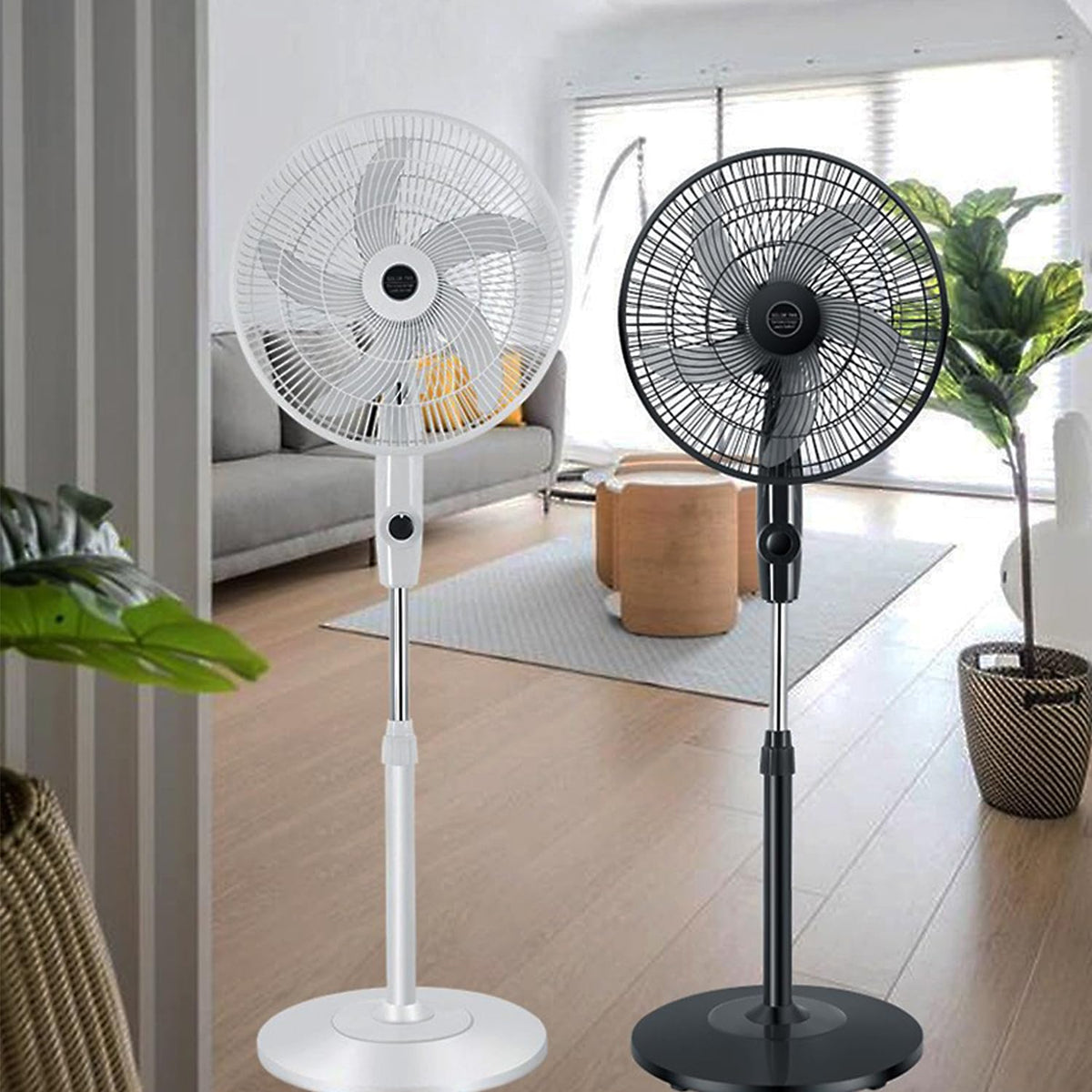 16" Solar Oscillating Standing Fan, 10000mAh Rechargeable, 3 Speed, White T66553