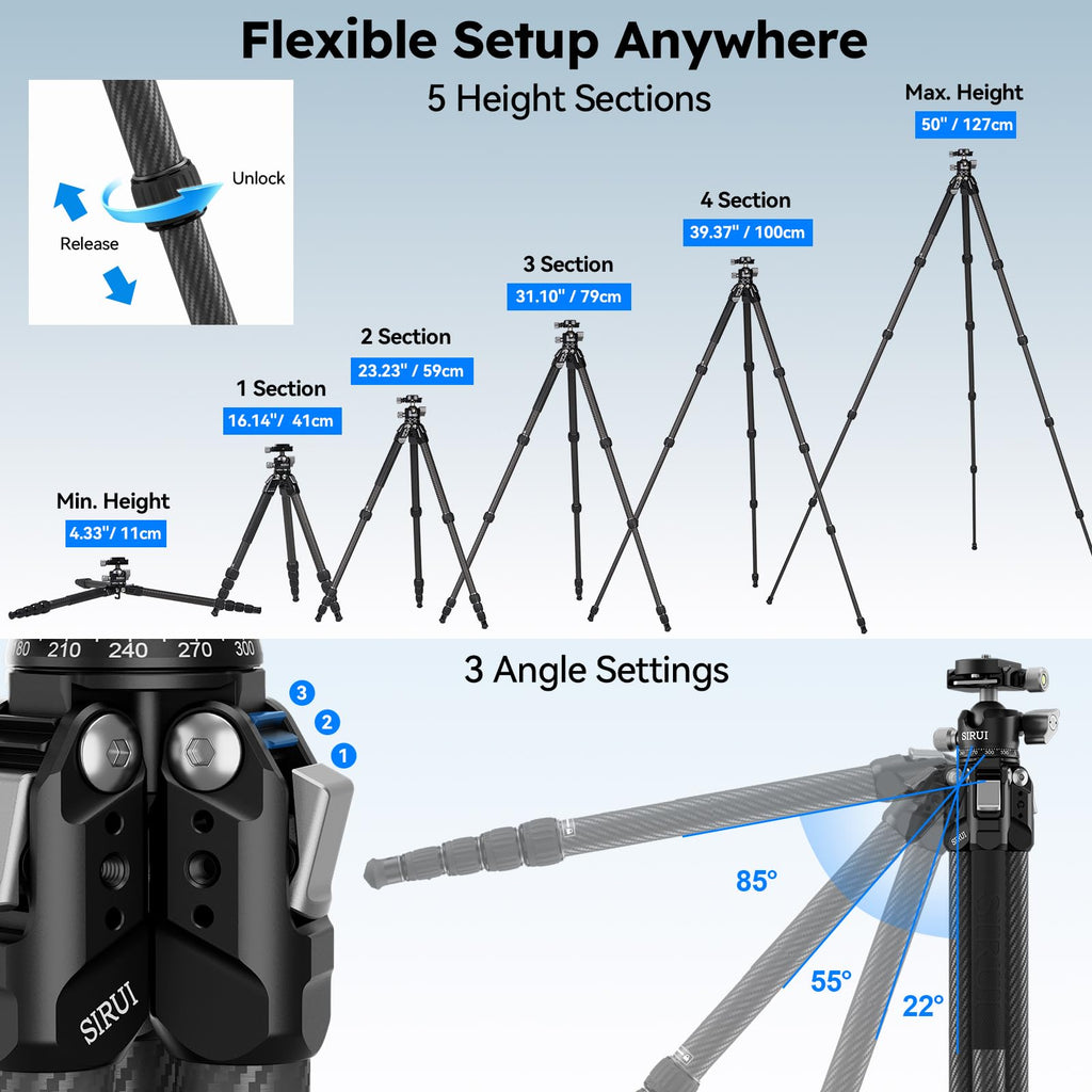 Carbon Fiber Travel Tripod with Quick Release Plate O68073
