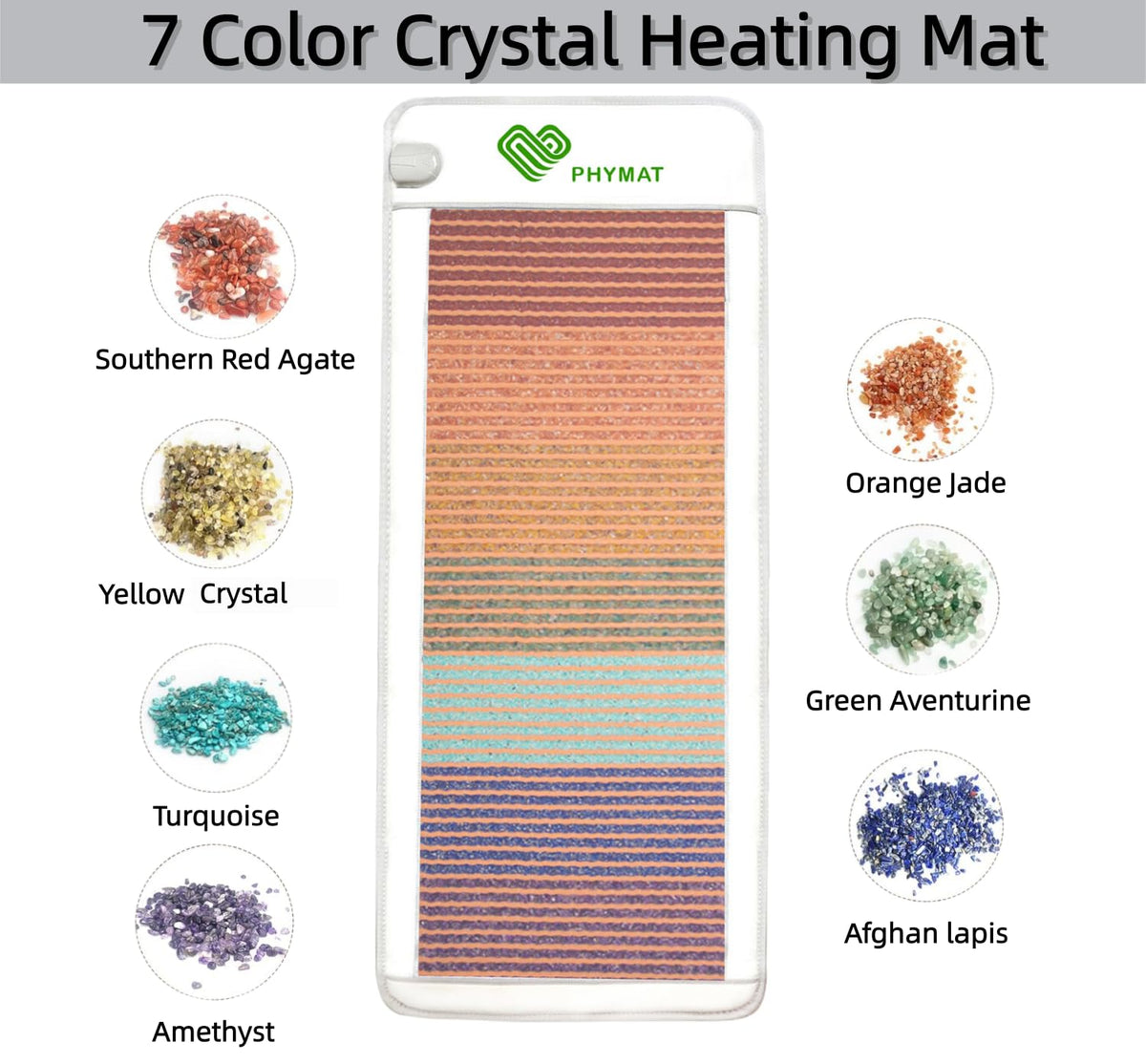7-Chakra Gemstone Far Infrared Crystal Heating Mat C12374