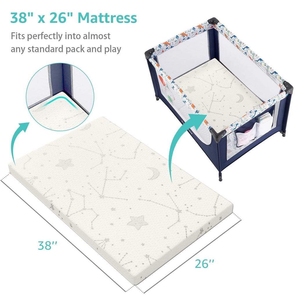 Bamboo Breathable 38x26 Waterproof Baby Mattress Topper with Strap H926776
