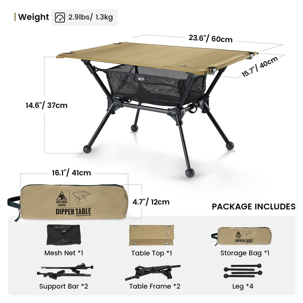 Lightweight Portable Folding Camping Table with Mesh Storage Net R928208