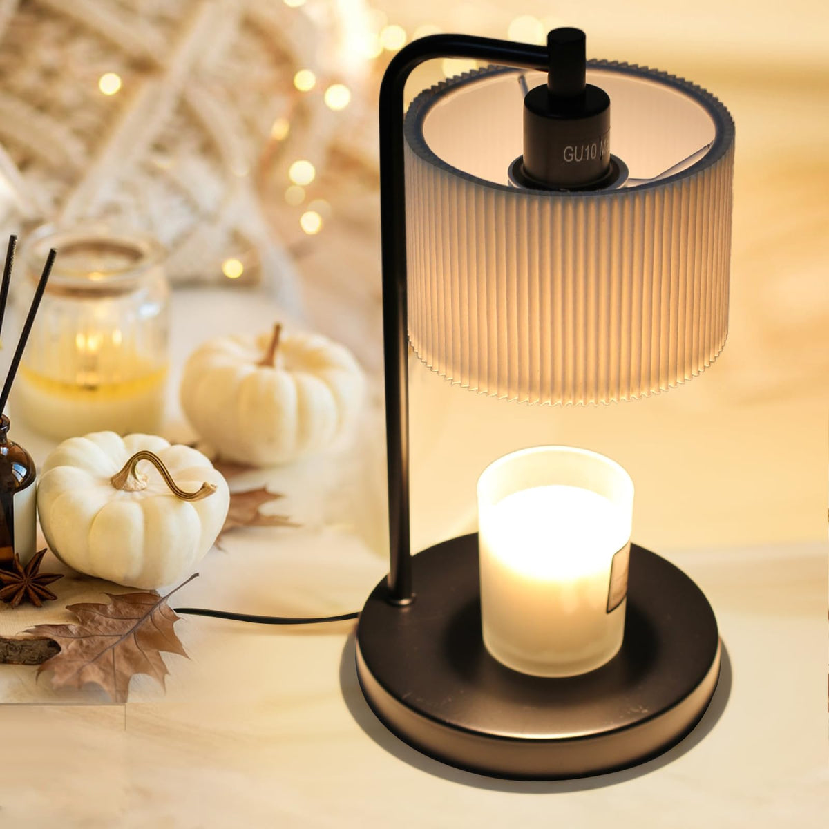 Dimmable Candle Warmer Lamp with Timer and Bulbs Black F395595