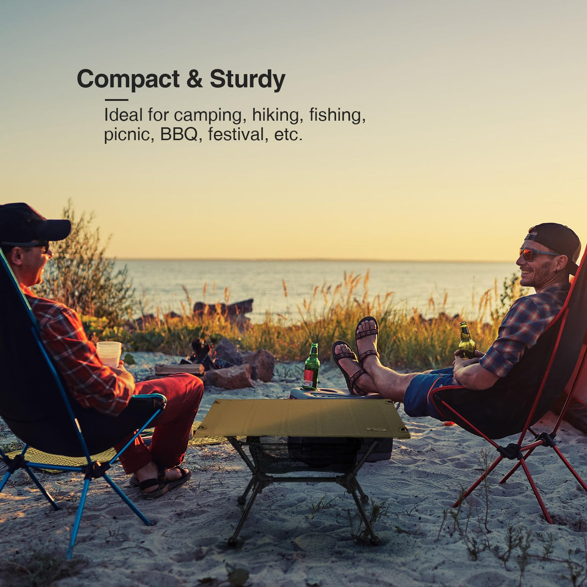 Lightweight Portable Folding Camping Table with Mesh Storage Net R928208