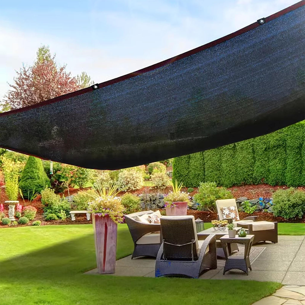 90% UV Resistant Black Shade Cloth with Grommets 5x9m L14087