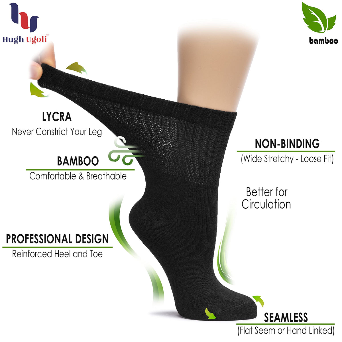 Bamboo Loose Fit Crew Socks 4 Pairs N455