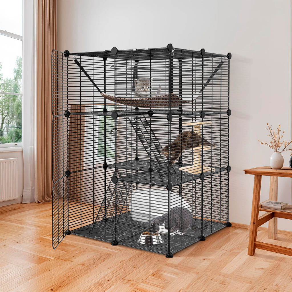 3-Tier Metal Wire Cat Cage with Hammock J2111