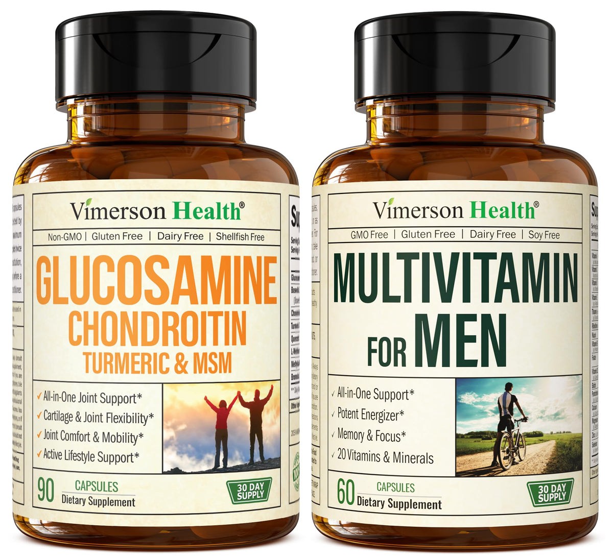 Glucosamine Chondroitin Turmeric MSM Men's Multivitamin Supplement Bundle E210