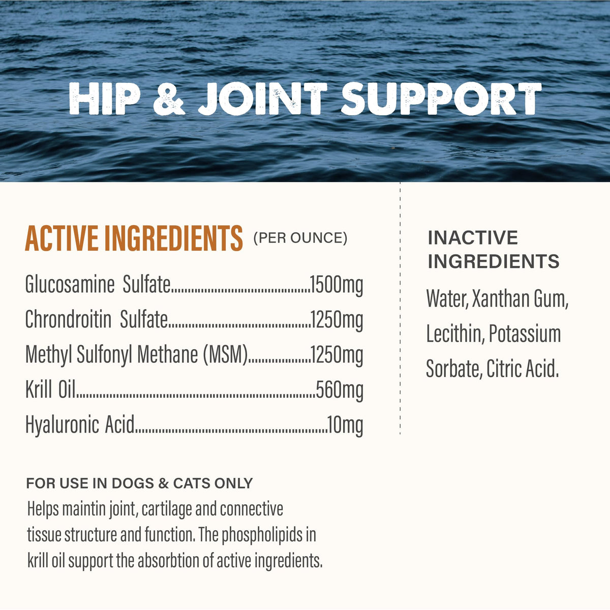 Joint Health Supplement for Dogs and Cats, 32 Ounce K25209