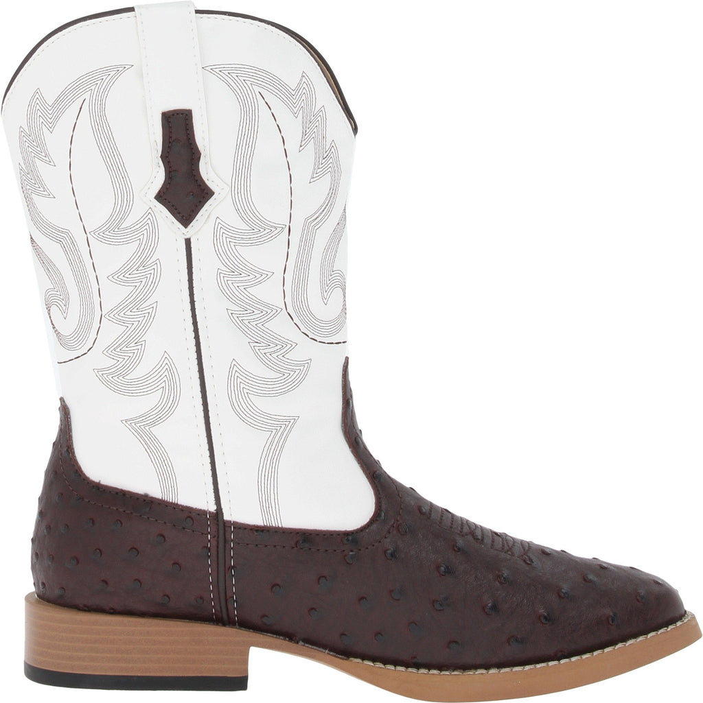 Brown Mid Calf Square Toe Boots Z201