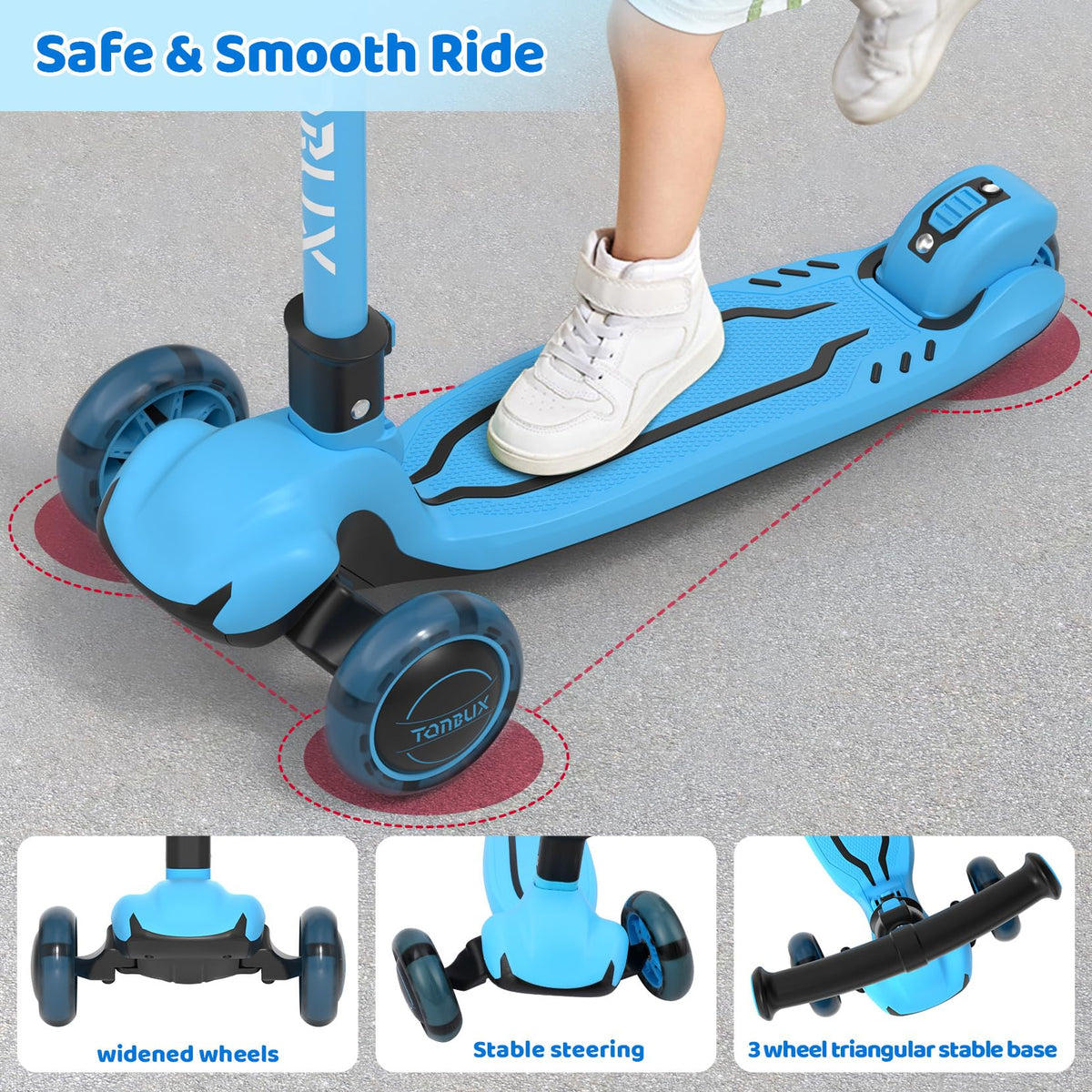 Light Up 3 Wheel Folding Kids Scooter with Adjustable Height D54249