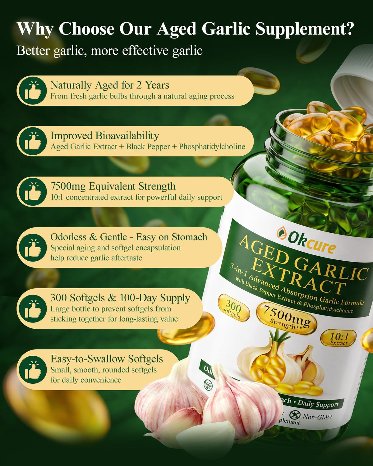 Odorless Garlic Supplement 300 Softgels N53773