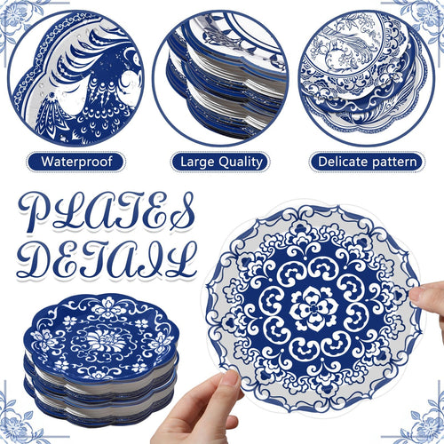 120 Pieces 7 Inch Blue Floral Paper Plates Q96056