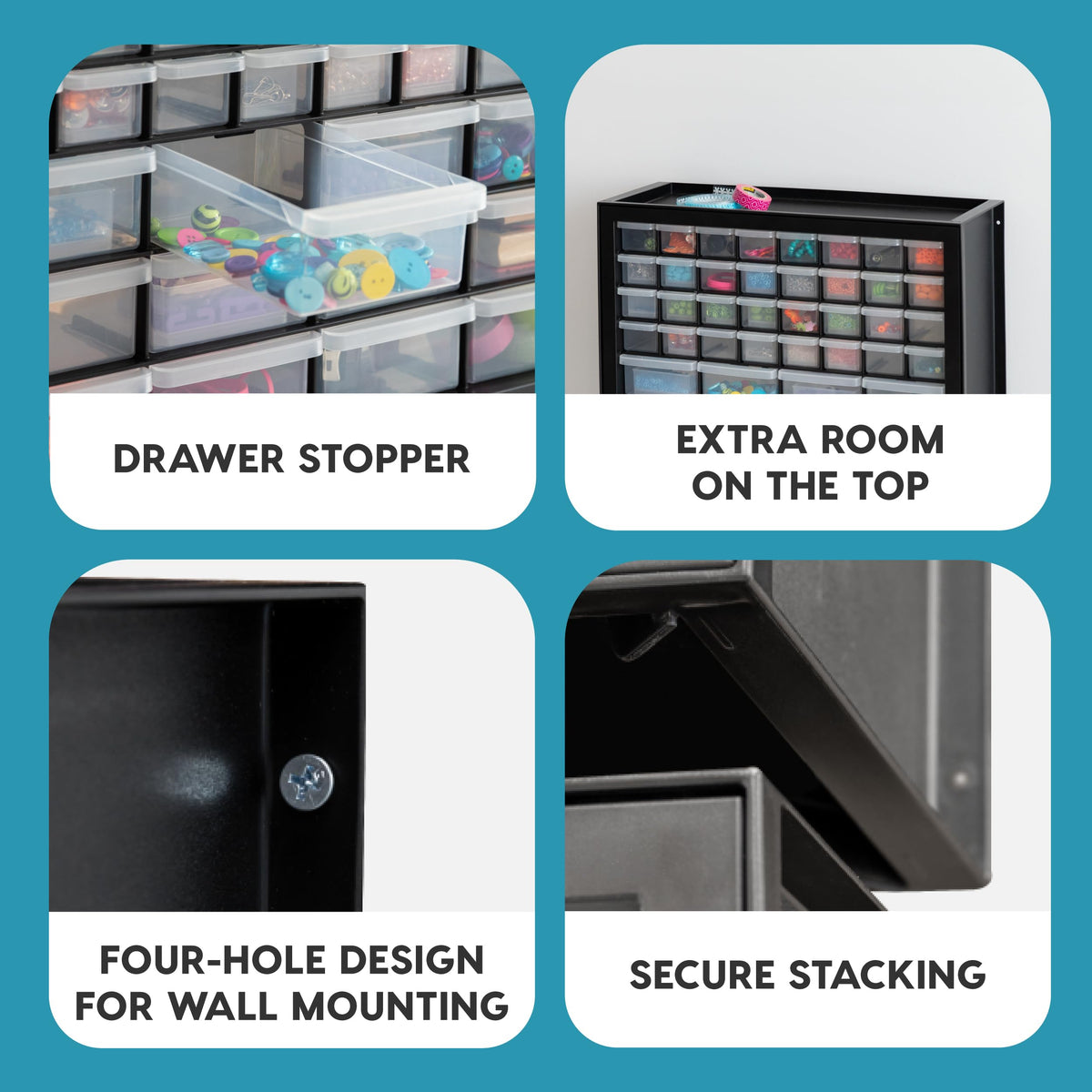 Black 44-Drawer Small Parts Storage Cabinet U380