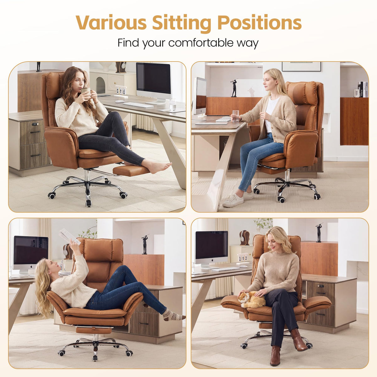 Big and Tall Office Chair with Footrest I84344