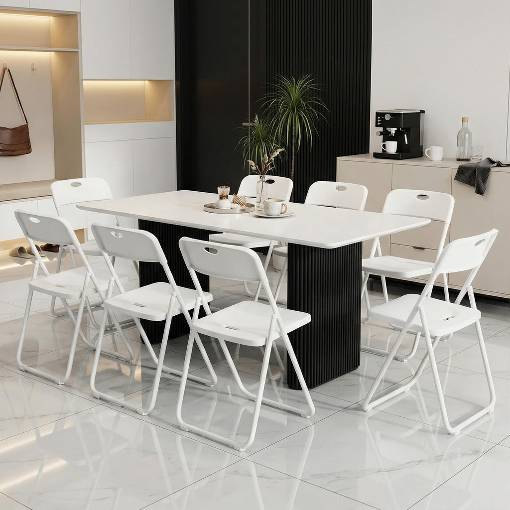 White Plastic Folding Chairs 10 Pack with Steel Frame A8754