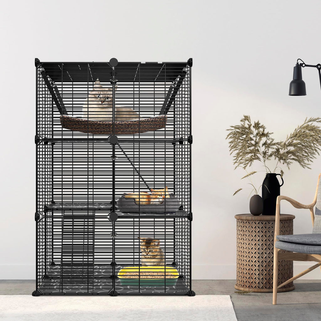 3-Tier Metal Wire Cat Cage with Hammock J2111