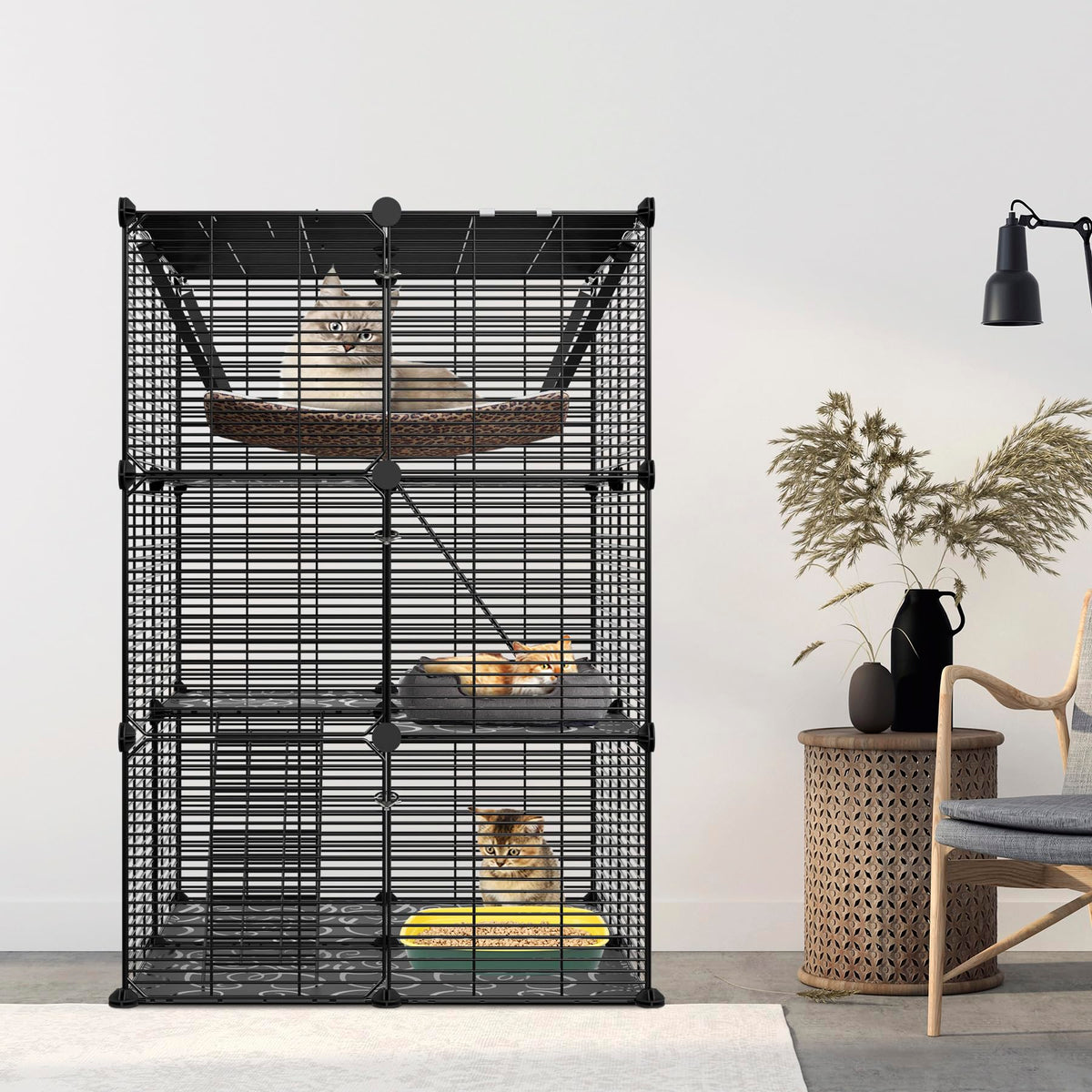 3-Tier Metal Wire Cat Cage with Hammock J2111