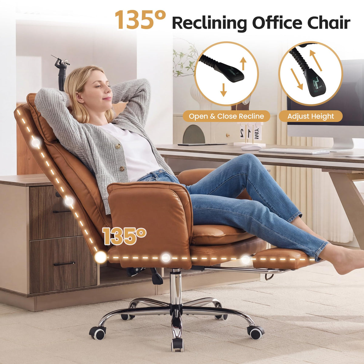 Big and Tall Office Chair with Footrest I84344