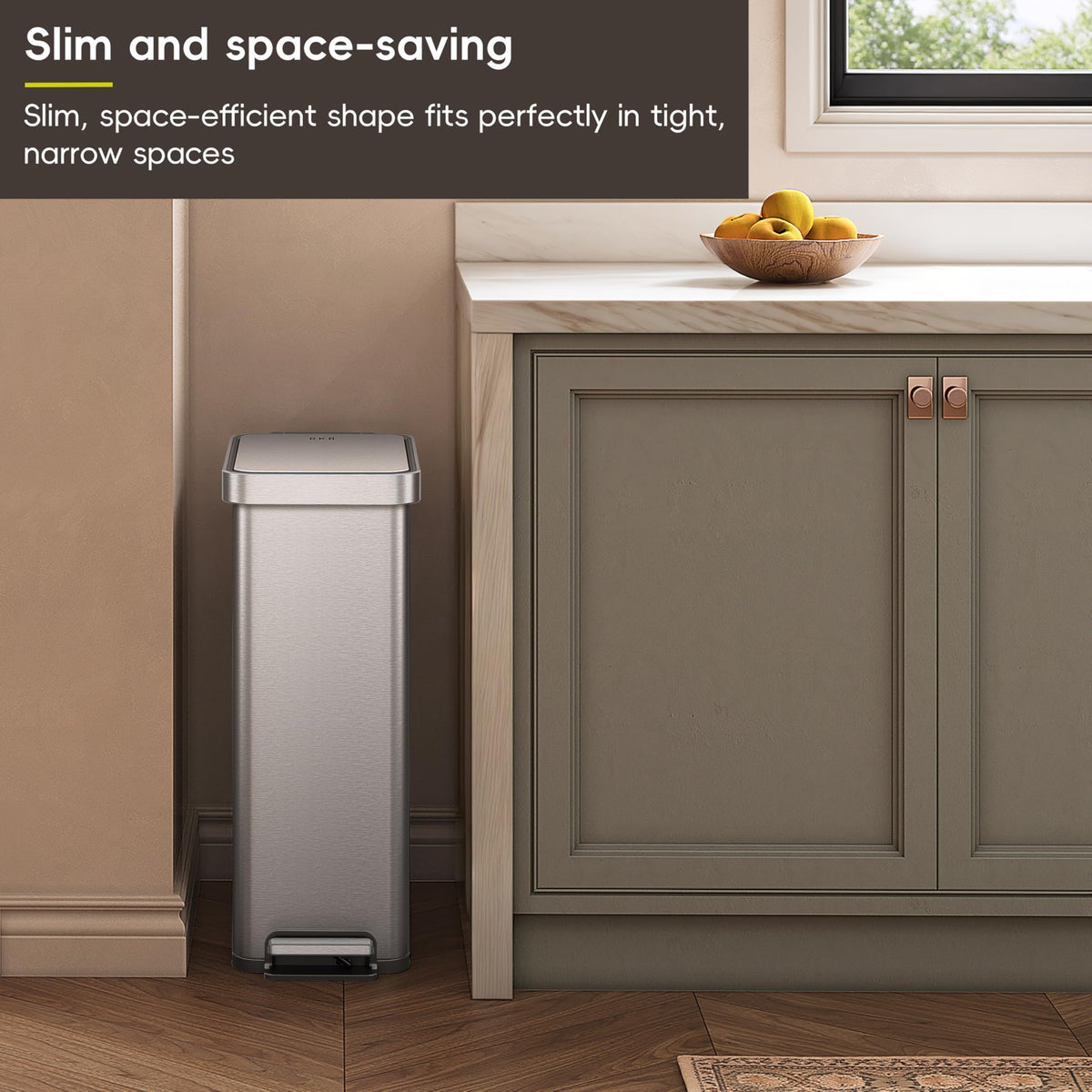 50L Stainless Steel Step Kitchen Trash Can with Lid K256741