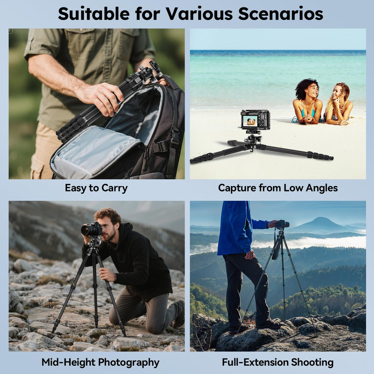 Carbon Fiber Travel Tripod with Quick Release Plate O68073