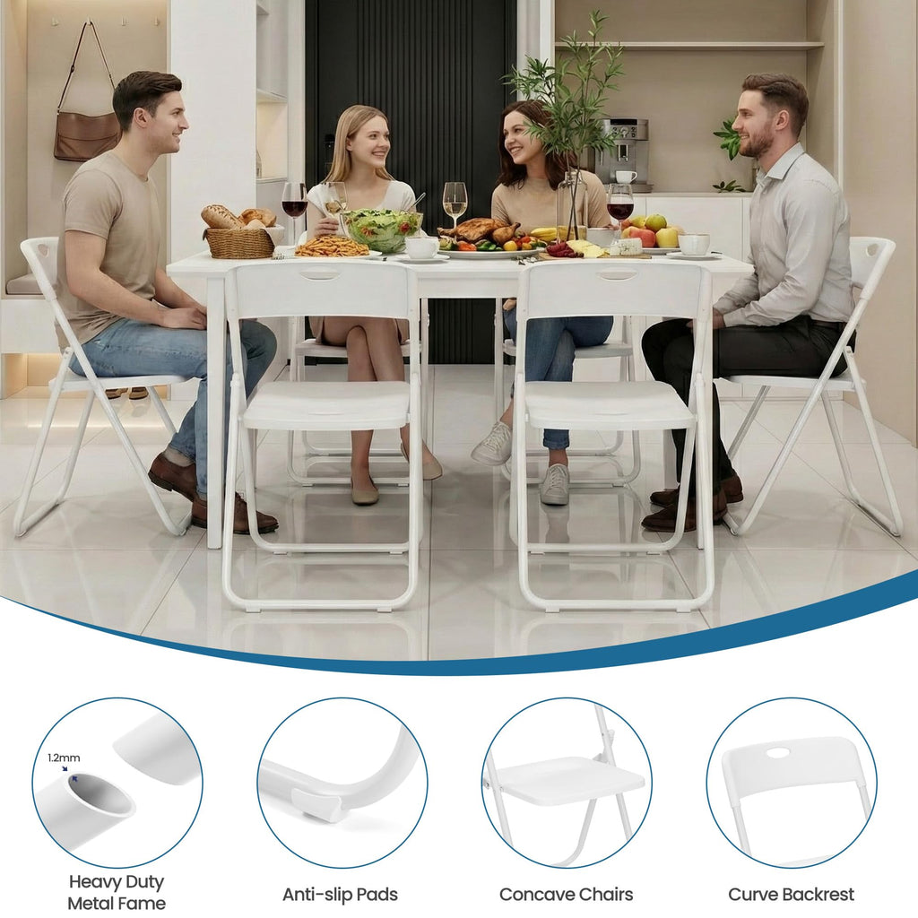 White Plastic Folding Chairs 10 Pack with Steel Frame A8754