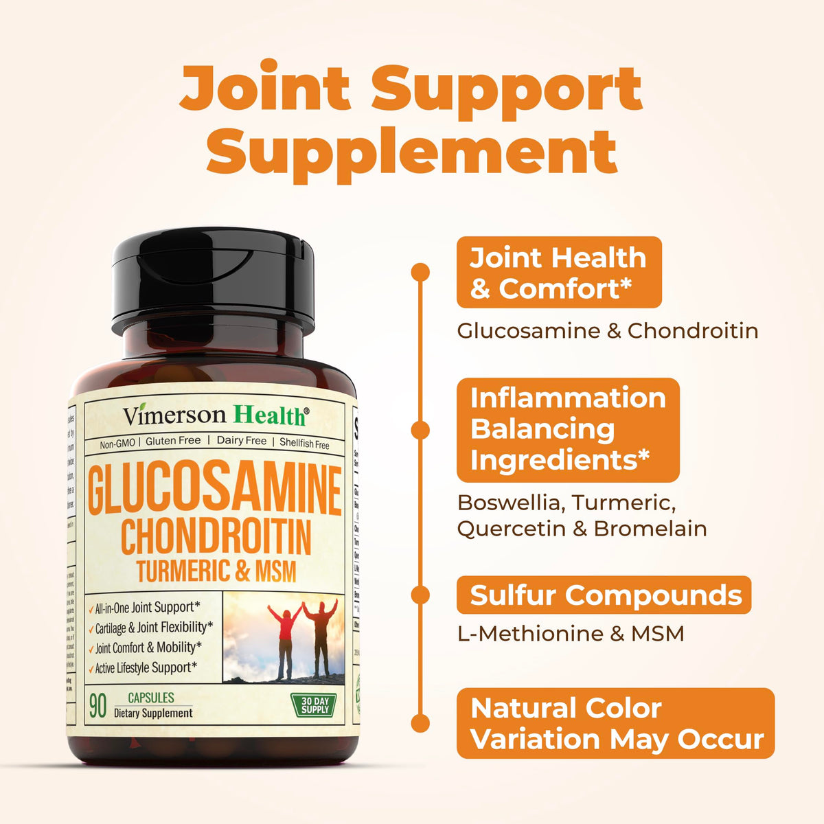Glucosamine Chondroitin Turmeric MSM Men's Multivitamin Supplement Bundle E210