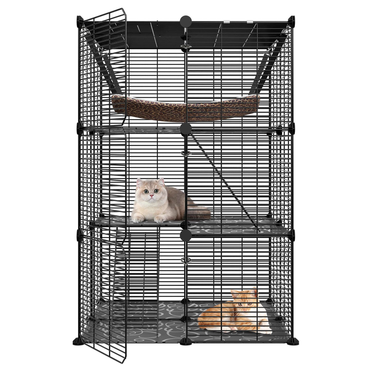 3-Tier Metal Wire Cat Cage with Hammock J2111