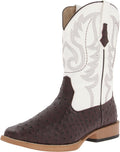 Brown Mid Calf Square Toe Boots Z201