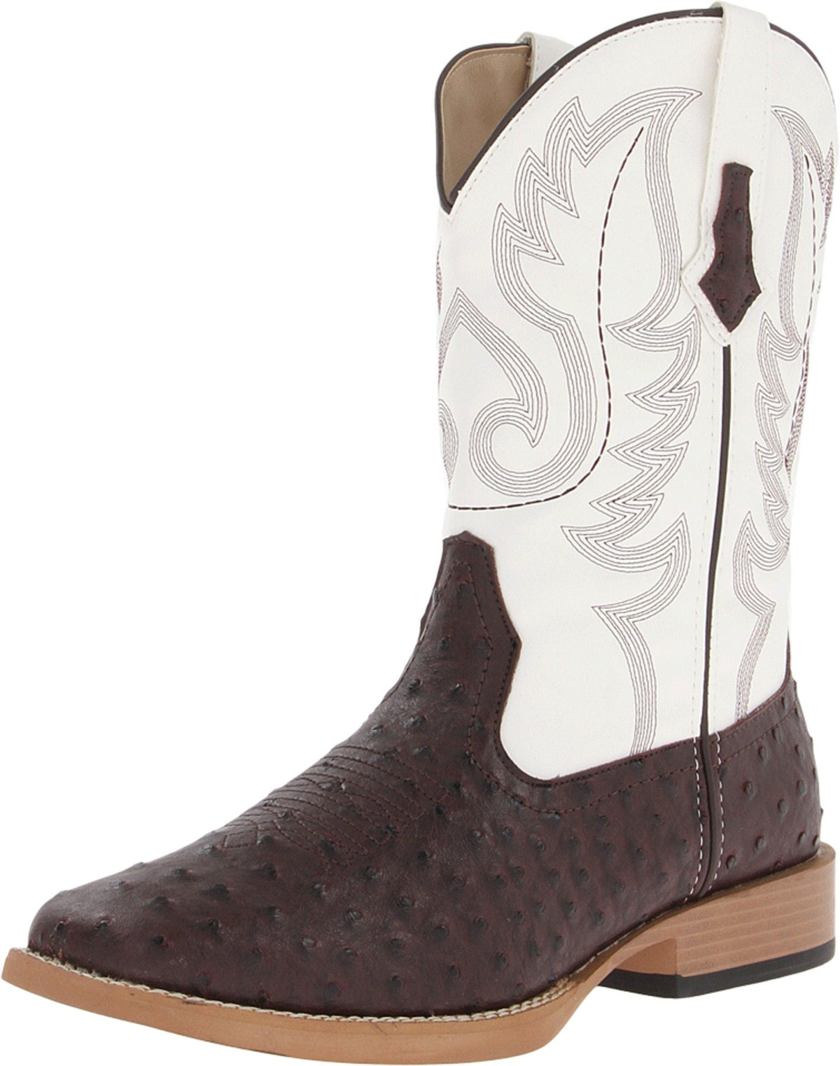 Brown Mid Calf Square Toe Boots Z201