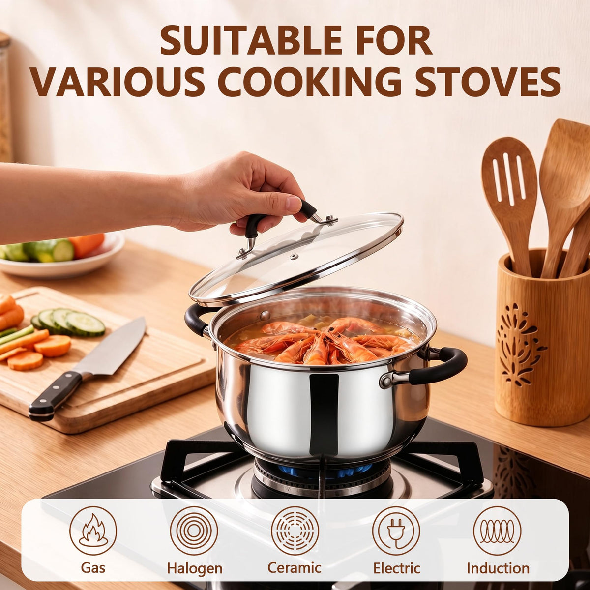4 Quart Stainless Steel Stock Pot with Lid B1393